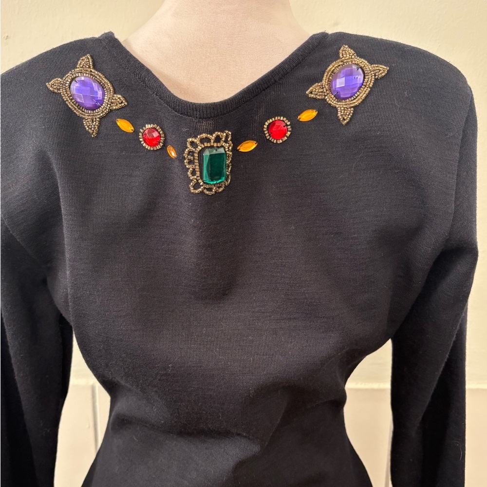 VTG Fusion Brand Black Embellished Dress - Picture 4 of 5